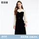 歌莉婭（GOELIA）服裝絲絨拼接黑色假兩件長袖連衣裙女小黑裙子1B1R4K770 00B黑色 M