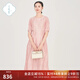 浮云堂.風(fēng)」畫織.中式溫柔氣質(zhì)連衣裙女2025夏粉收腰禪意禪服茶服 水紅 S