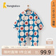 童泰嬰兒連體衣冬季夾棉拜年衣服兒童新年裝TS34D523-DS藍色80cm