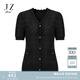玖姿（JUZUI）商場同款輕熟OL風(fēng)醋酸短袖針織衫女夏款JWDX31222 花黑 L