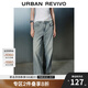 UR2025夏季新款女裝復(fù)古休閑貓須水洗闊腿牛仔長褲UWJ850050 藍(lán)色 29