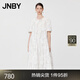 JNBY/江南布衣春夏連衣裙中式苗族蝴蝶印花褶皺設(shè)計(jì)圓領(lǐng)短袖5O5G10090 199/白底多彩花型 S