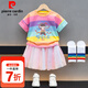 皮爾卡丹（pierre cardin）童裝哪吒衣服女童套裝夏季2025新款男童哪咤短袖短褲兒童兩件套潮 娜扎兒童衣服-女童套裝不帶襪子 90 尺碼1~2歲【 80-90cm】