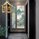 宋禮庭 SOGLYTIN千里江山圖新中式玄關(guān)裝飾畫走廊過(guò)道兩聯(lián)掛畫客廳背景壁畫水墨畫 鐘靈毓秀-A 25x120CM+50x120CM