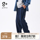金利來（Goldlion）g+男士牛仔褲春秋季潮流寬松闊腿褲美式休閑長(zhǎng)褲新復(fù)古回潮 95-藏藍(lán)色 L 175/92A 推薦130-140斤