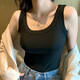 讓霧（RANGWU）白色吊帶背心女可外穿打底衫黑色無(wú)袖背心女士?jì)却钚〉鯉О俅罾泵?【勿拍】黑色螺紋背心 均碼 【建議80-130斤】