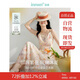 茵曼（INMAN）茶歇碎花印花女裝V領吊帶連衣裙2025春季新品收腰裙子 冰粉橙 M