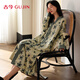 古今（GUJIN）純棉100%棉睡裙女春秋新款家居服睡衣長(cháng)袖長(cháng)裙可外穿大碼連衣裙L