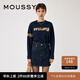 moussy 女裝新品校園風(fēng)做舊LOGO印花長袖T恤女010GAQ90-5340 140海軍藍(lán) 均碼 00020/F