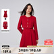 ONLY時(shí)尚顯瘦合體套裝圓領(lǐng)百褶連衣裙女|123407026 F15 紅色大麗花 L