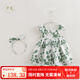 MARC&JANIE【馬克珍妮 蘆芙】?jī)和难b女童棉真絲植物印花吊帶裙220677 綠葉 110 5T