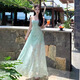 桂岐網(wǎng)紗拼接提花吊帶連衣裙女夏季綠色海邊度假風(fēng)裙子收腰a字裙長(zhǎng)裙 網(wǎng)紗提花連衣裙綠色M碼80-115斤