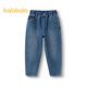 巴拉巴拉童裝男童牛仔褲長(cháng)褲中小童褲子秋冬加絨保暖休閑蘿卜褲潮 牛仔中藍88201 170