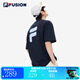 斐樂（FILA）FUSION潮牌情侶多彩短袖T恤2025新款男女短T時尚大logo夏季短袖 A深黑-BK M 170/92A 【寬松版型】