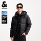 杰克·瓊斯（JACK&JONES）男裝秋冬季連帽P(pán)U羽絨服男士短款防風(fēng)鴨絨服外套仿皮易打理 E43黑色 第一批 M （175）