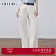 詩凡黎（'SEIFINI）詩凡黎寶寶柔直筒闊腿長(zhǎng)褲錐形褲2025夏季新款親膚舒適薄款牛仔褲 本白色闊腿褲 S