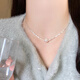 花有心柿施家珍珠項鏈配飾女秋冬鎖骨鏈碎銀子吊墜項鏈高級感輕奢小眾頸鏈 白珍珠單墜-施家珍珠碎銀項鏈