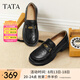 他她（TATA）樂(lè)福鞋女鞋2025秋季商場(chǎng)同款六便士時(shí)尚休閑新款黑色ETV01CA5 黑色 37