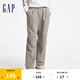 Gap男裝純色松緊壓褶工裝長褲寬松街潮休閑褲619684 灰色 M (170/80A) 亞洲尺碼