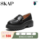 圣伽步skap2024秋季新款簡(jiǎn)約一腳蹬輕質(zhì)厚底樂(lè)福鞋女單鞋AFH09CM4 黑色 35