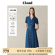 ELAND衣戀牛仔連衣裙女v領(lǐng)抽褶泡泡袖收腰腰帶裙子2025夏季新款 中牛仔色(01)M/Indigo L /170