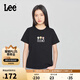 Lee25春夏新品標(biāo)準(zhǔn)版圓領(lǐng)像素花朵印花設(shè)計(jì)女短袖T恤 黑色 M 