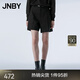 江南布衣（JNBY）春秋季女裝短褲女亞麻休閑直筒褲純色通勤簡約百搭 001/本黑 M