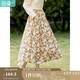 茵曼（INMAN）2025春季女新款田園復(fù)古印花彈力松緊腰遮肉A字半身裙18314120 黃綠色 S