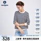 Navigare意大利小帆船女士衛(wèi)衣25春季新品圓領(lǐng)條紋女裝寬松顯瘦純棉上衣女 藍(lán)白條紋 M