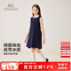英氏（YEEHOO）女童連衣裙兒童背心裙中大童裝裙子polo翻領(lǐng)A字裙夏 深藍(lán)  140 