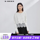 S.DEER圣迪奧女裝羅紋圓領(lǐng)鏤空繡花長(zhǎng)袖針織衫S223Z3559 本白/9B L 170