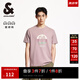 杰克·瓊斯（JACK&JONES）男裝25年短袖T恤男士夏季100%純棉高端重磅休閑復(fù)古數(shù)字印花半袖 C18塵埃粉 常規(guī) M