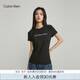 Calvin Klein Jeans夏季女士通勤經(jīng)典ck字母印花舒適微彈圓領(lǐng)短袖T恤J213892 BEH-太空黑 M