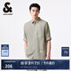 杰克·瓊斯（JACK&JONES）春秋新款潮透氣舒適直筒簡約純色休閑七分袖襯衫男裝224231012 E02 豆綠色 E02 豆綠色 M 175