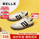 百麗七夕禮物復(fù)古拼色德訓(xùn)女鞋25新百搭休閑鞋B2614AM5 米白 37