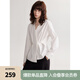ELLE白色高級(jí)感優(yōu)雅V領(lǐng)襯衫女2025春季新款收腰顯瘦氣質(zhì)純棉小衫 白色 S