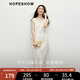 紅袖皺感緞面連衣裙2025春季新款女裝圓領(lǐng)修身顯瘦氣質(zhì)垂感背心長(cháng)裙 米白004 L