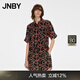 江南布衣（JNBY）夏季音符印花連體褲女寬松翻領(lǐng)連體衣收腰系帶短褲 853/雜桔 M