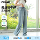 朱阿姨女大童天絲牛仔褲夏季薄款2025新款褲子初中生女孩闊腿褲春裝長褲 藍色 夏款 160