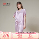 美標(biāo)（MEIBIAO）送愛人禮物短袖真絲睡衣女春夏19姆米重磅套裝100%桑蠶絲綢家居服 香氛紫 短袖七分褲套裝 XL (170/92A)