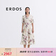 ERDOS【絲棉混紡】25春夏氣質V領印花系帶A字女中長裙連衣裙 香草白 XL 175/92A
