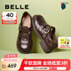 百麗（Belle）編織風(fēng)羅馬涼鞋25夏新商場(chǎng)款真皮透氣休閑鞋D5H1DBK5 棕色 37 (235mm)