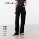 MO&Co.牛仔褲夏棉質(zhì)不規(guī)則工裝口袋低腰直筒側(cè)縫前移摩安珂 牛仔黑色 S 26