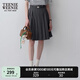 Teenie Weenie小熊女裝春夏休閑時(shí)尚高腰百褶半身裙可拆卸腰帶短裙 深灰色 M (165)