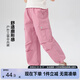 左西女童褲子工裝褲夏裝兒童闊腿褲長(zhǎng)褲2025新款女孩傘兵褲 粉色 120