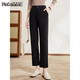 品彩（PinCai）西裝褲女早秋黑色九分寬松直筒褲通勤垂感開(kāi)叉長(cháng)褲P143K2018