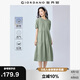 佐丹奴棉麻連衣裙女夏季亞麻文藝風(fēng)圓領(lǐng)泡泡袖蛋糕裙05465323