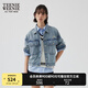 Teenie Weenie小熊女春季寬松短款牛仔外套小個(gè)子復(fù)古時(shí)髦潮酷上衣 淺藍(lán)色 M (165)