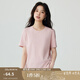 茵曼（INMAN）索羅娜短袖基礎(chǔ)白T恤女2025夏季寬松顯瘦百搭休閑舒適上衣 粉色 M