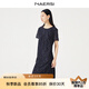 娜爾思（NAERSI）時(shí)尚短袖連衣裙A字裙刺繡蕾絲中長(zhǎng)款裙子女新款 艷紫色 L